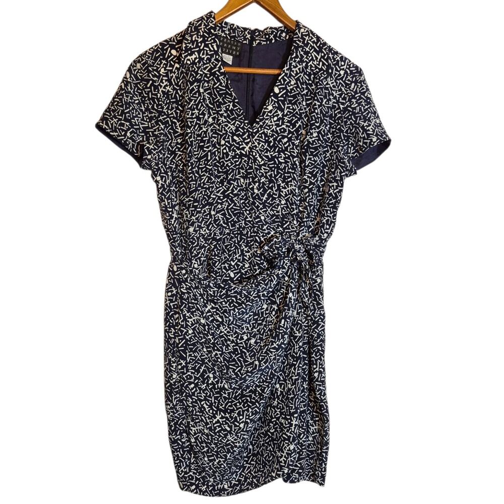Vintage Spenser Jeremy Petites 100% Silk Short Sleeve Wrap Dress Speckled 14